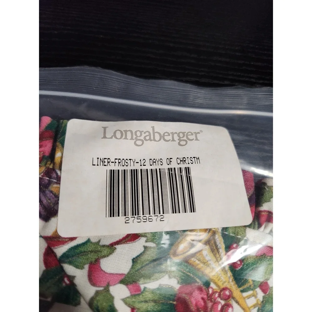 Longaberger Liner Frosty 12 Days of Christmas Basket Fabric Liner‎ New in Bag